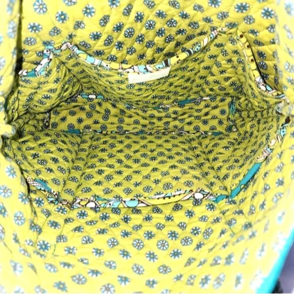 Vera Bradley Retired Peacock Turquoise Floral Quilted Fabric Tote Bag 12